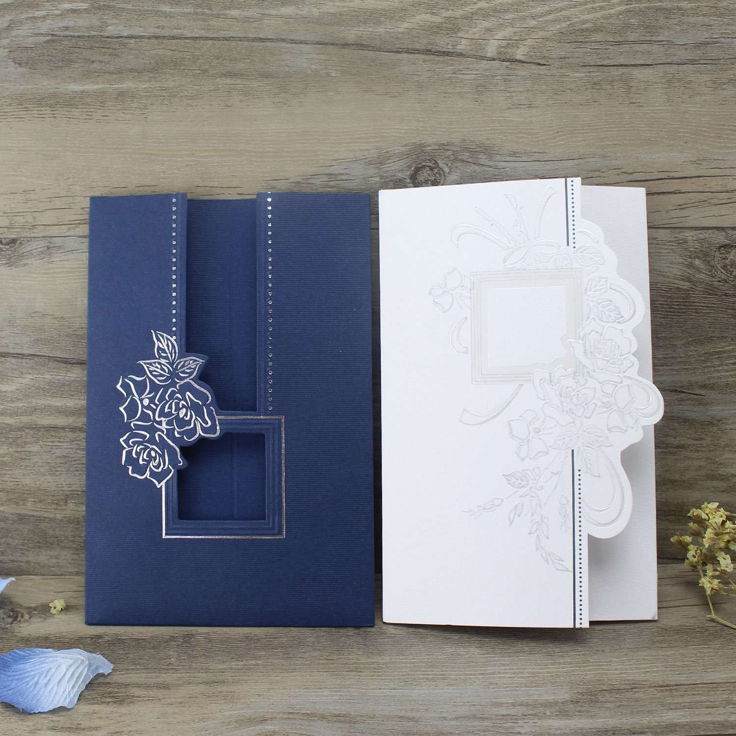Dark Blue Invitation Card Cheap Wedding Invitation Customized 